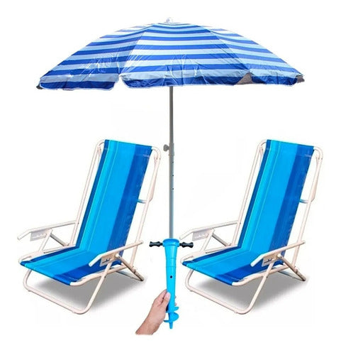 Descansar Beach Folding Chair Set of 2 + Umbrella 0