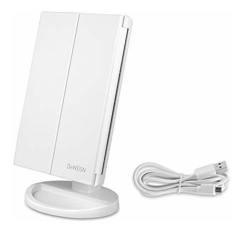 Deweisn Tri-fold Lighted Vanity Mirror With 21 LED Lights, Touch Screen And 3x/2x/1x Magnification 1