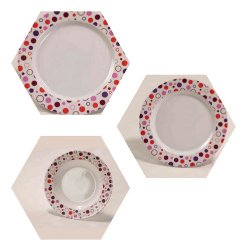 Plastic Ware Melamine Dots Dinnerware Set 18 Pieces for 6 People 1