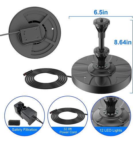 Bomba De Fuente De Estanque Yzert Con 12 Luces Led, Adaptado 3