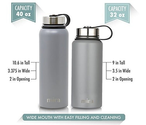 MIRA 40 Oz Stainless Steel Vacuum Insulated Water Bottle - Gray 3