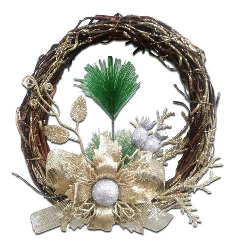 Christmas Wreath Decorated with Wicker, Flowers, and Pearls by Pettish Online 6