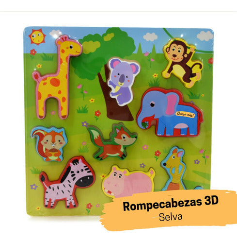 3D Wooden Jungle Animals Educational Puzzle Toy 1