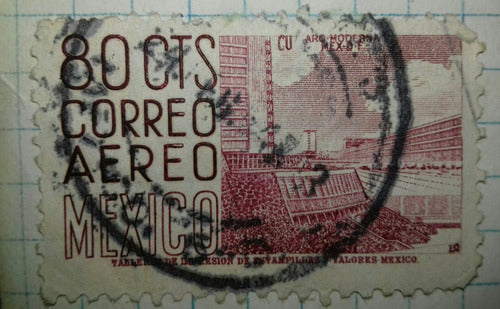 Antiguo Sello 80 Cts Correo Aereo Mexico 1