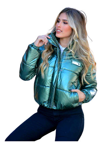 Women's Metallic Puffer Jacket 0