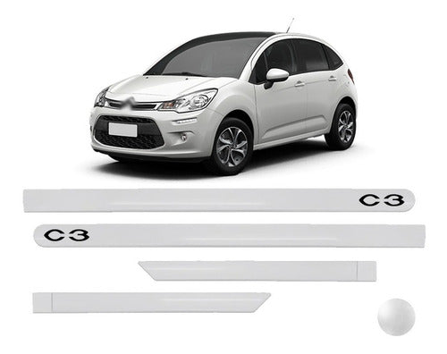 Jogo De Friso Lateral Porta Citroën C3 Branco Nacré 2015 0