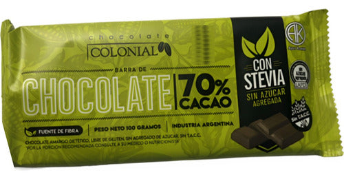 Colonial Semi Bitter Chocolate Bar With Stevia 100g Pack X3 1