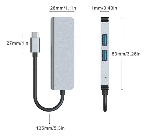 Adaptador Hub Usb C 3 Puertos Usb Y Hdmi 4k 1