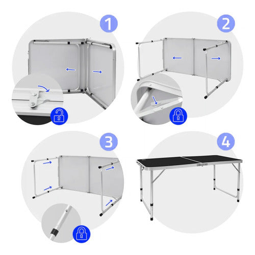 Combo Mesa 1.20 Camping Jardín Plegable + 4 Banquetas 3