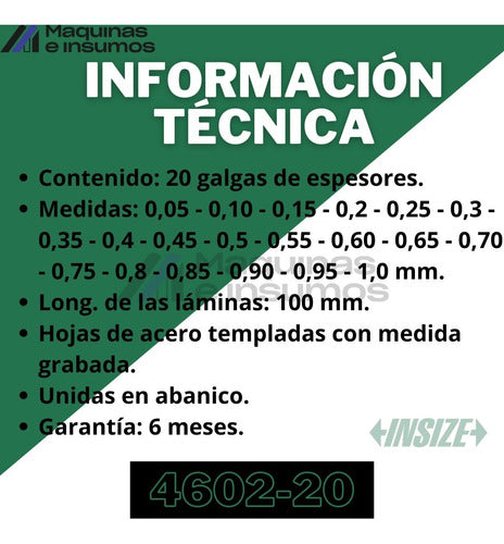 Juego De Zondas De Espesor De 0.05-1 Mm Marca Insize 3