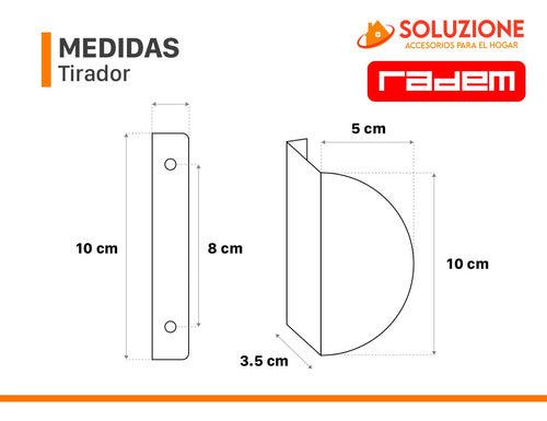 Tirador Mueble Medialuna Radem Plata Vieja Calidad Premium 2