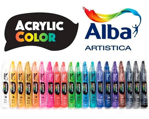 Alba Acrylic Marker M 4mm Rechargeable Double Tip X20 Un 1