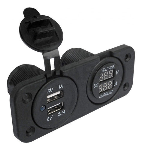 Voltímetro/amperímetro Digital (12v-24v) + Doble Usb 5.0 1