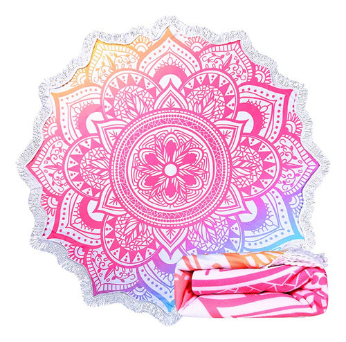 ~? Gran Microfibra Boho Mandala Toalla De Playa Round Bohemi 0