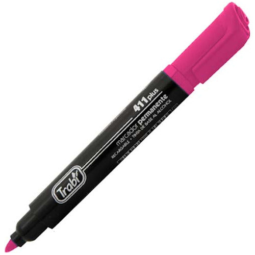 Trabi Permanent Marker 411 Plus Round Tip X 12 Pink 0