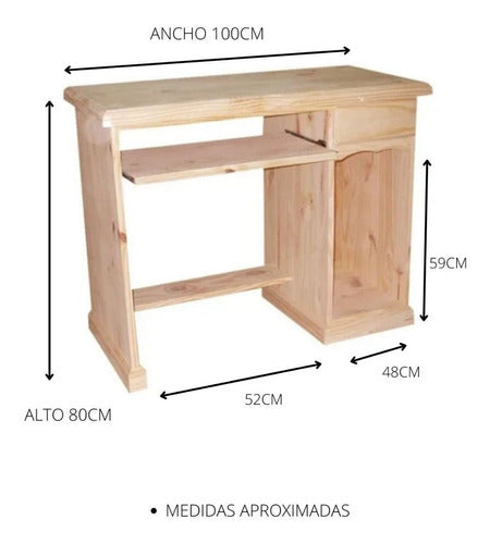 Ohventas Desk for PC with 1 Drawer Pine Wood 2