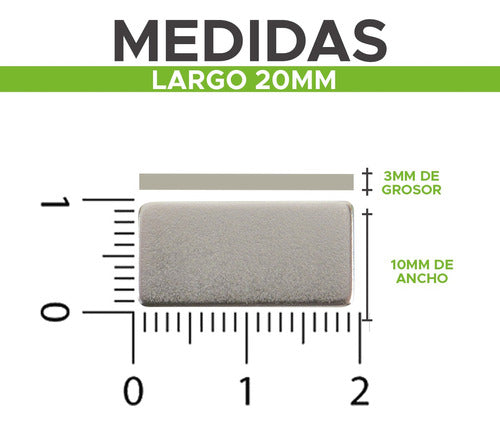 Iman Neodimio 20x10x3mm Alta Potecia Rectangular Niquelado 1