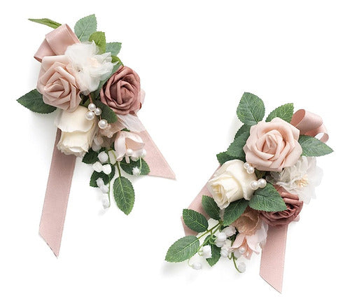 Ling's Moment Dusty Rose & Blush Floral Shoulder Corsages, M 0