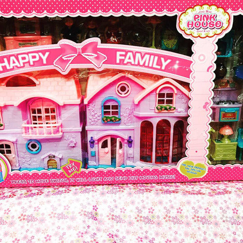 Pink House Family Medium Doll House with Lights and Sounds 1