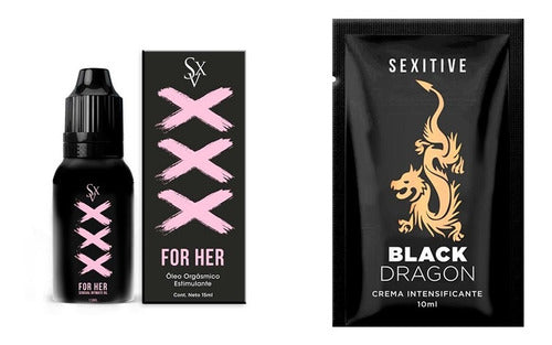 Sexitive Kit Gel Lubricante Xxx For Her + Potenciadora Black Dragon 0