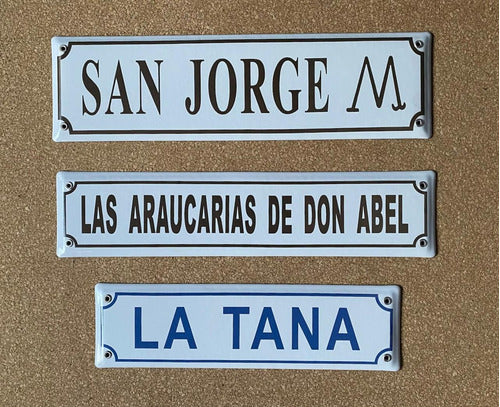 Cartel Chapa Enlozada Tranquera Con Logo 8x30 Cm Campo 3