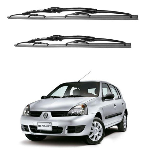 Set of 2 Front Rubber Wipers Renault Clio 2 - 2006 2007 0