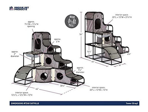 Prevue Pet Products Catville Tower Grey 1