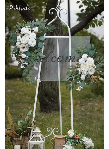 Piklado Faux Flower Swag Set of 2 for Wedding Welcome Signs 3