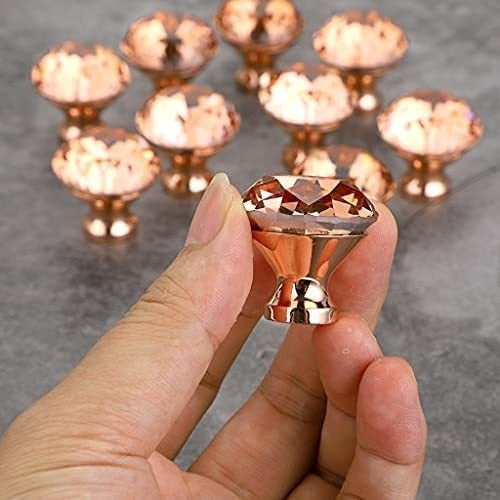 10 Tiradores Simil Cristal - Rose Gold 4