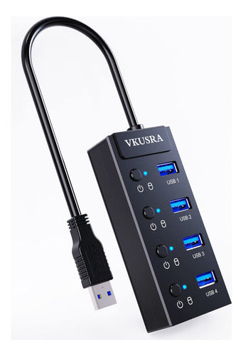 Vkusra - Hub Usb 3.0, Divisor Usb De 4 Puertos, Concentrador 0