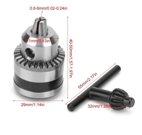 Thebmya Small Chuck with Key 0.6 - 6 mm 3/8 X 24 Unf 1