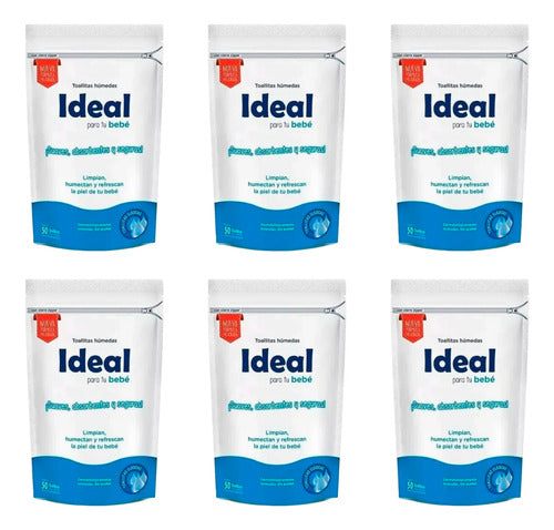 Ideal 6 Pack Wet Wipes Classic X50 Each 0