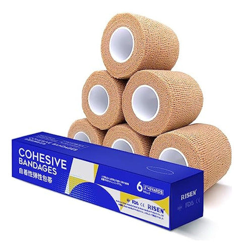 Risen Cohesive Bandage 2 Inch x 5 Yards, 6 Rolls 0