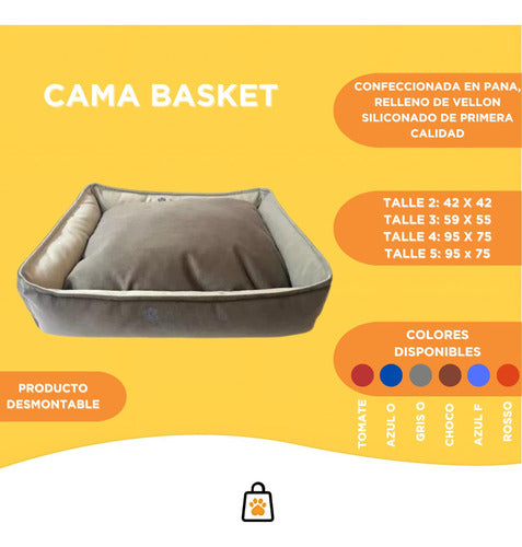 Huella Reversible Dog Basket Bed Size 3 59x55cm 2