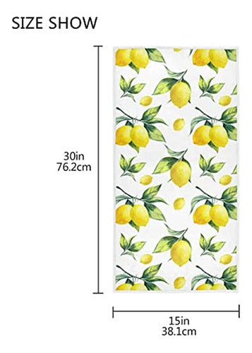 Cooldeer Yellow Lemon Leaves Hand Towels 2