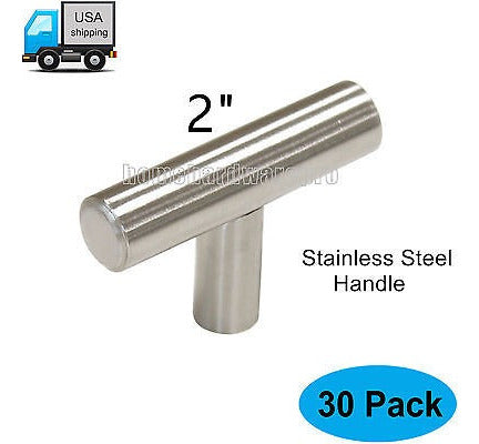 Stainless Steel T Bar Cabinet Handles - 30PC 2" 1