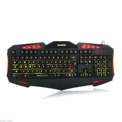 Befire LED 7 Colors Backlit USB Gaming Keyboard 3