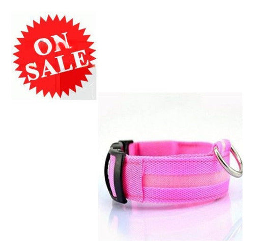 Elegant Dog Safety Collar Pink Nylon LED Light BrandName 1