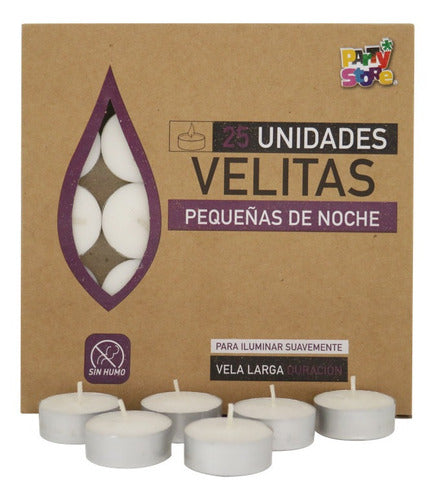 Manzana Cotillon Vela De Noche 1.45cm X25 Uni + 25 Portavelas 4.5hs 1