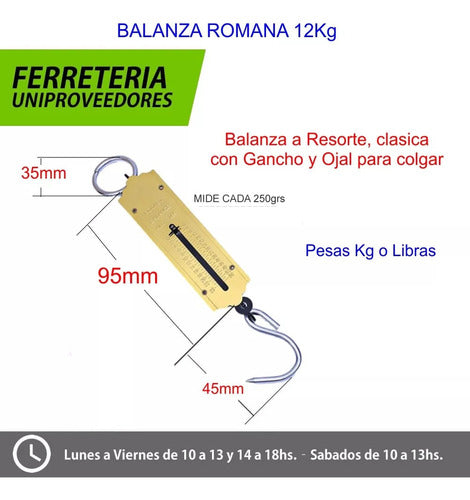 Balanza Romana 12kg Pitón De Mano O De Colgar - Subte A 1