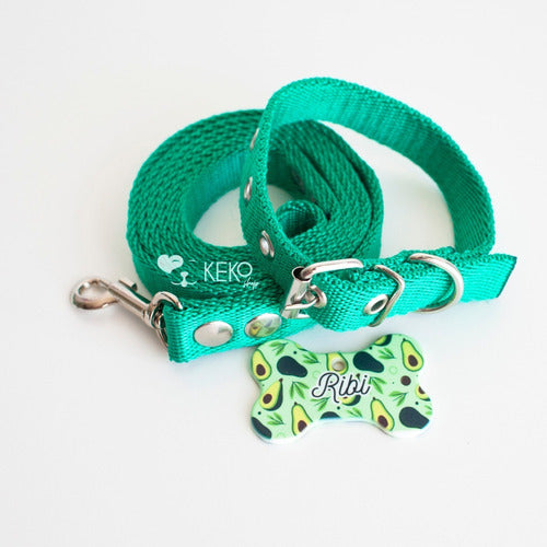 Combo Correa + Collar + Chapita Personalizada Perro Talle S 0