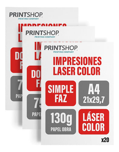 Print Shop Impresiones Bajadas Laser Color Printshop A4 130g X 20 0