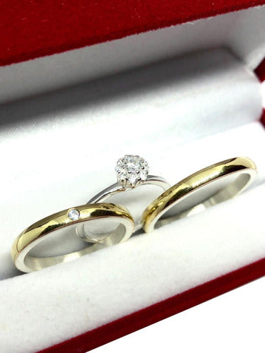 Athena Silver 925 and 18k Gold Wedding Bands + Cubic Ring + Engraving 1