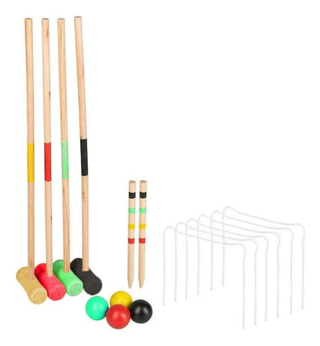 Faydi Croquet Set Painted Wood with Mallets, Arches, and Stakes 4