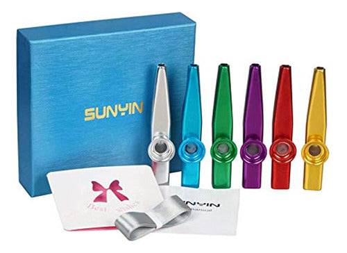 Sunyin Metal Kazoo Instrument Aluminum 6 Pieces Colorful Kazoo 0