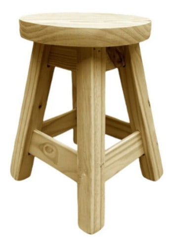 Queri Accesorios 2 Round Stool Pine Natural 45cm High 6