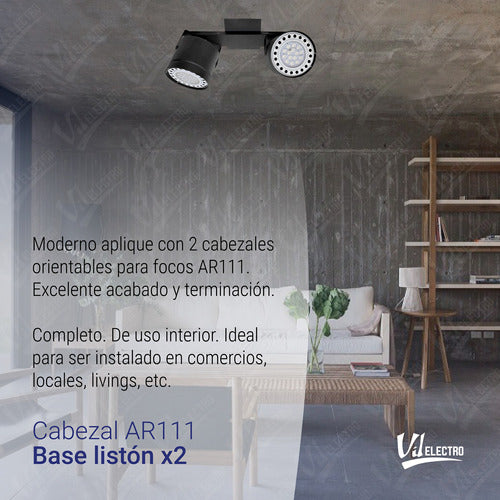 Modern 2-Light AR111 Ceiling Spotlight + AR111 12W Bulbs Set 3