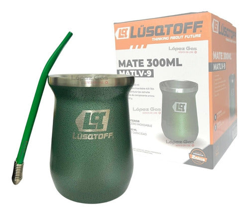 Thermal Mate Double Capa Straw Stainless Steel + Straw - Mate Térmico Acero Inoxidable Verde Doble Capa + Bombilla