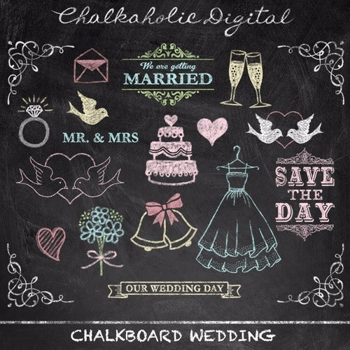 TU MARCA DESIGN Printable Wedding Kit Chalkboard 12 Pieces 0