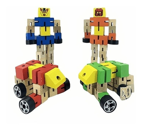 Educational Wooden Articulated Transformer Robot for Motor Skills Development 1